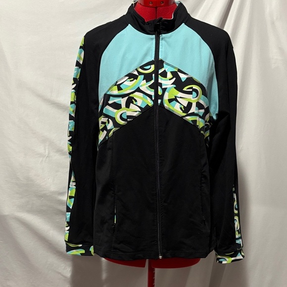 Balance Athletica Tops - Balance Athletica Black and Aqua Ski Jacket LL132